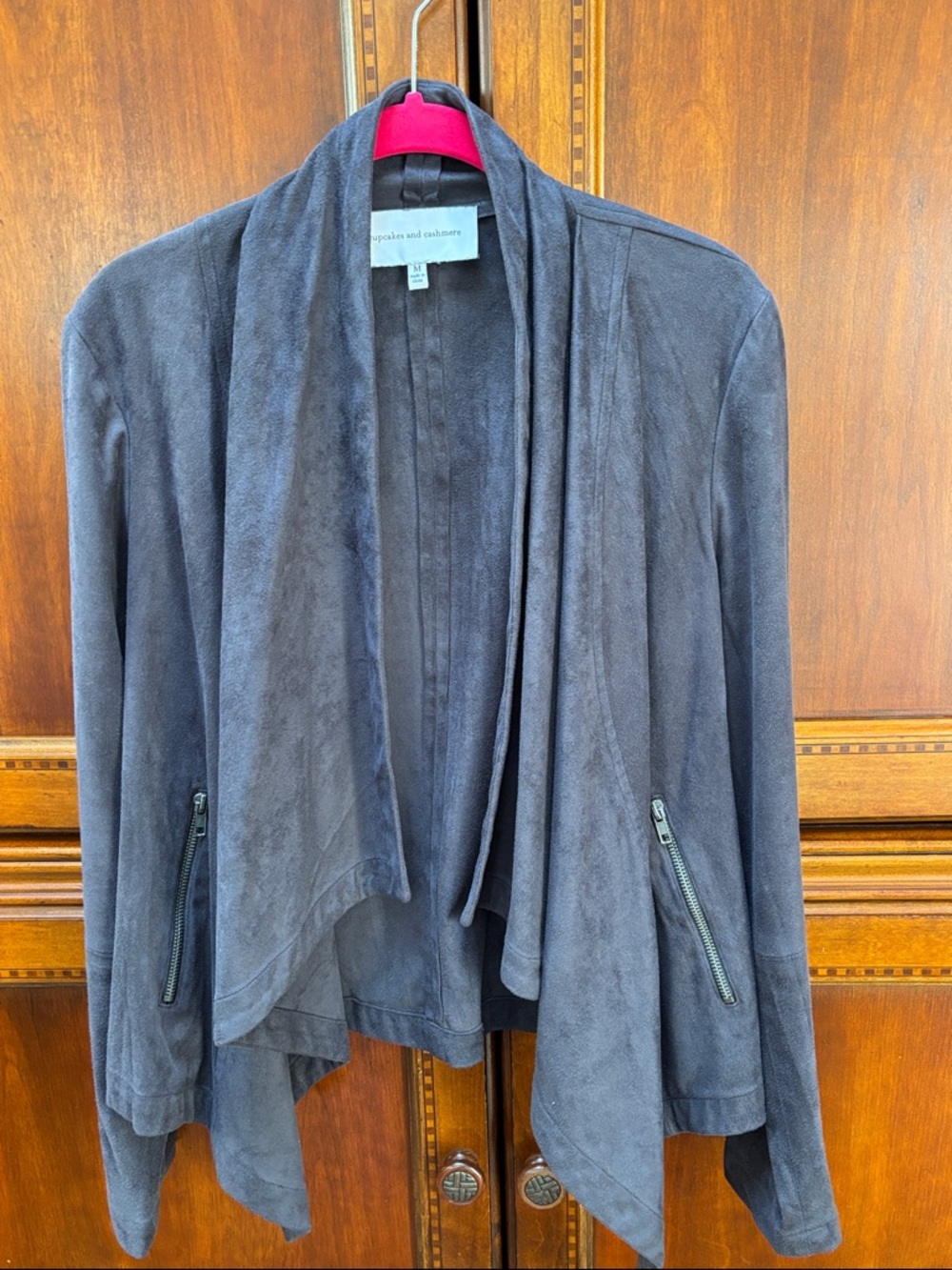 Cupcakes and Cashmere gray vegan suede jacket
